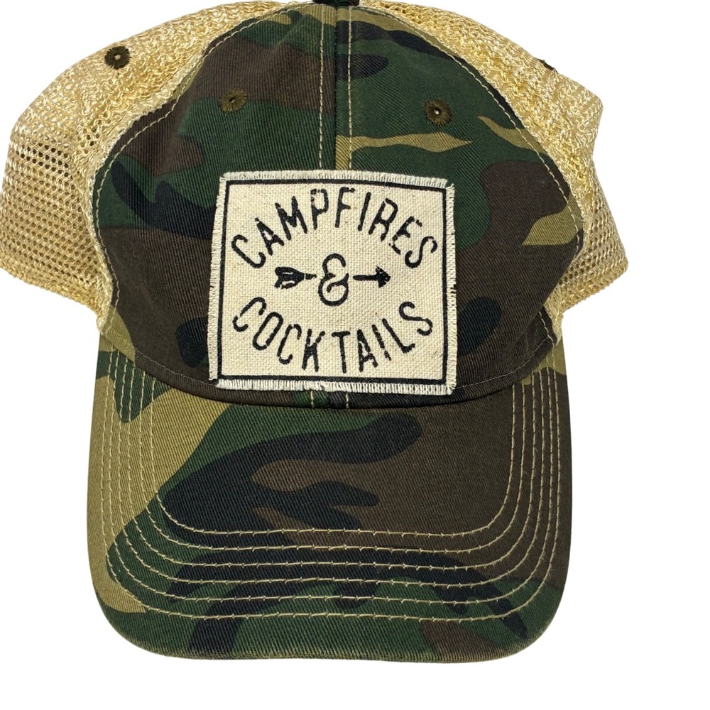 Headmost “Campfires & Cocktails” Trucker Hat Camouflage Mesh Adjustable Cap